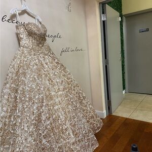 Elegant Floral Strapless Gown